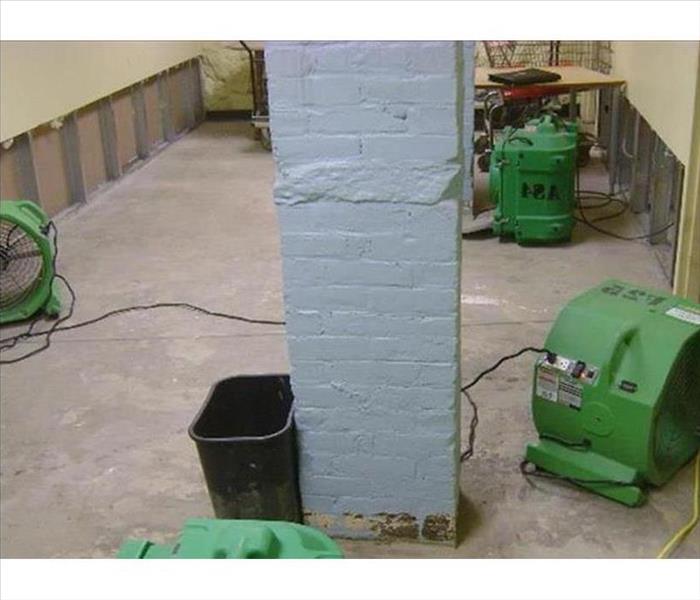 Basement with SERVPRO drying equipment 