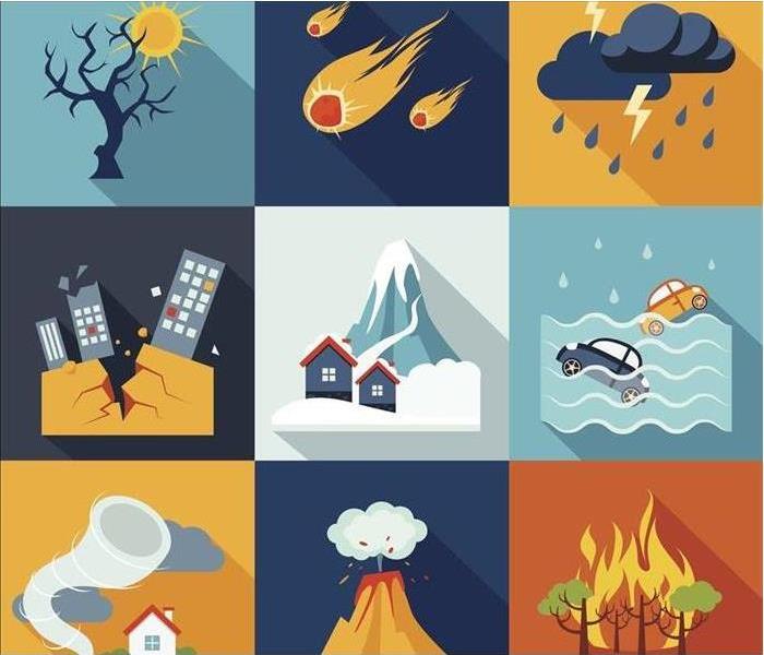 Box icons of natural disasters